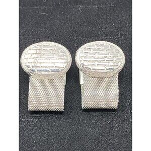 Vintage Simmons Designer Signed Cufflinks Sterling Silver Mesh Brick Pattern 35g